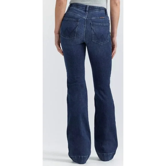 Wrangler Willow Ultimate Riding Jean Women Blue Denim Bootcut Flare Size 15x34 - Picture 1 of 8